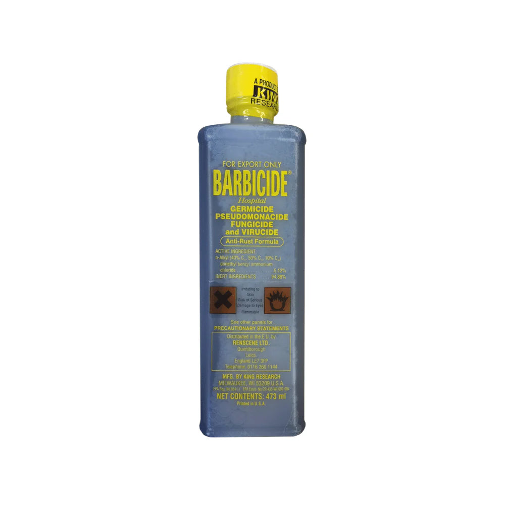 Barbicide liquid solution for use in salons or can be used at just anywhere include Home use. Since it is a Germicide, Fungicide, Virucide