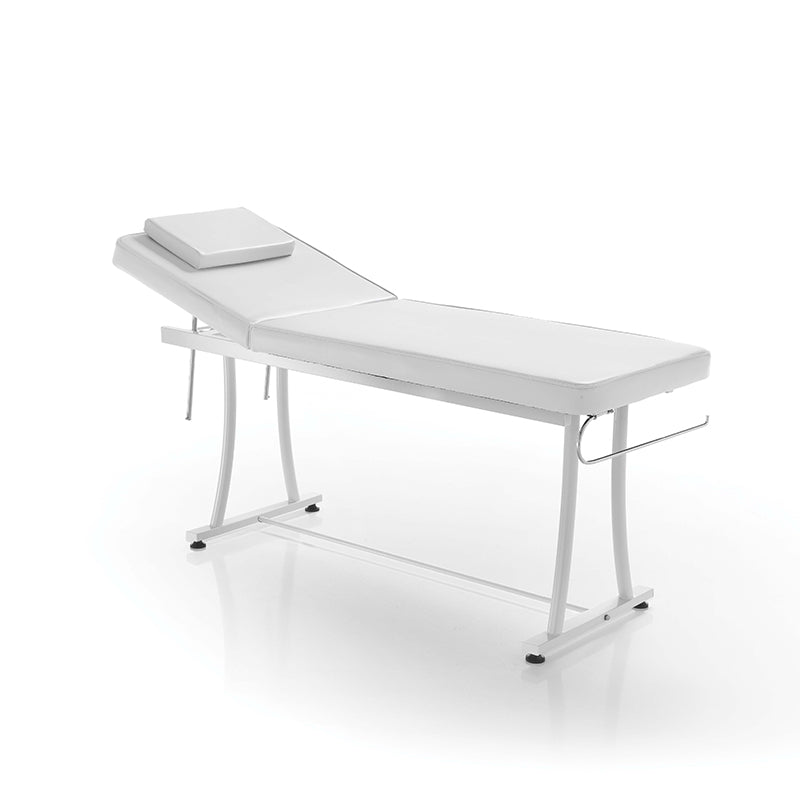 massage table with steel frame in peach colour