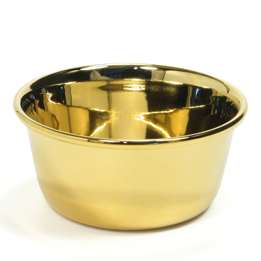 Gold-plated stainless steel Omega lathering bowl.