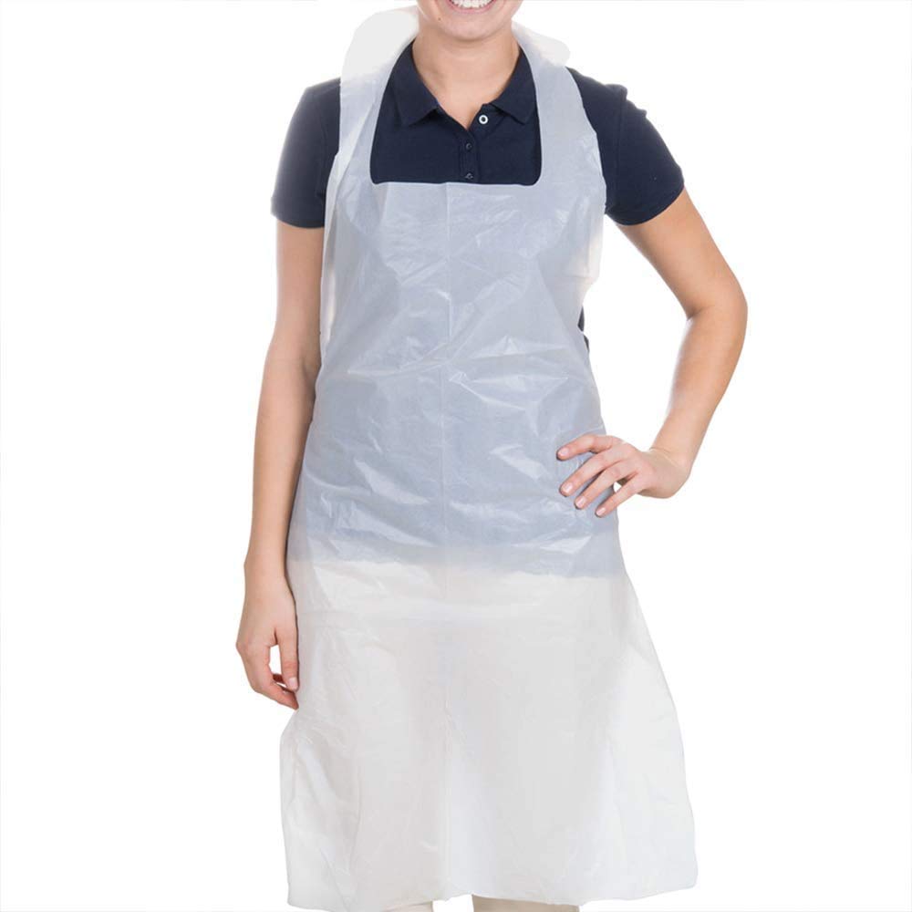 Disposable Aprons for Adults White - Waterproof Apron Pack - Plastic Aprons Medical Virus Protection - PPE Aprons Disposable - Throw Away Single Use Aprons